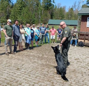 ECO and K9 ECO talk to group of college students