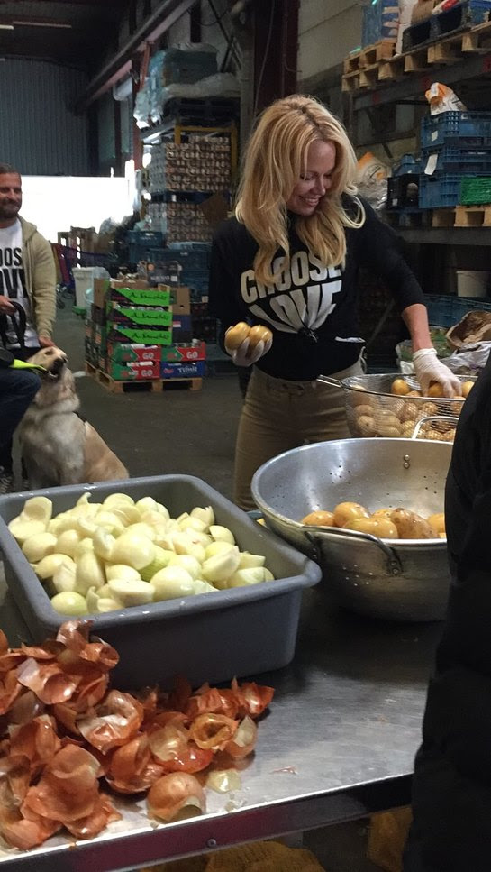 PAMELA ANDERSON DISHES UP VEGAN CURRY TO HOMELESS REFUGEES IN CALAIS