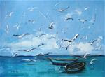 Seagulls over Dinghies - Posted on Sunday, February 8, 2015 by Angela Ooghe