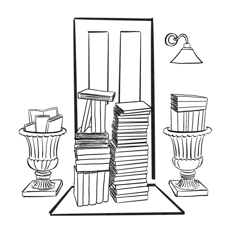 Illustration of books on a doorstep