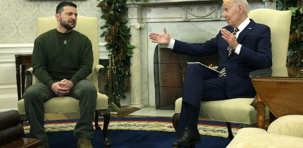 Joe Biden com Volodymyr Zelensky, no Salão Oval da Casa Branca