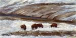 ORIGINAL PAINTING SNOW BISON IN PAINT BANK - Posted on Friday, April 10, 2015 by Sue Furrow
