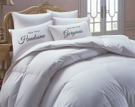 His and Her Pillowcase set, hello there handsome, good morning gorgeous, pillow case set