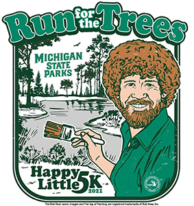 Run for the Trees/Happy Little 5K Bob Ross graphic