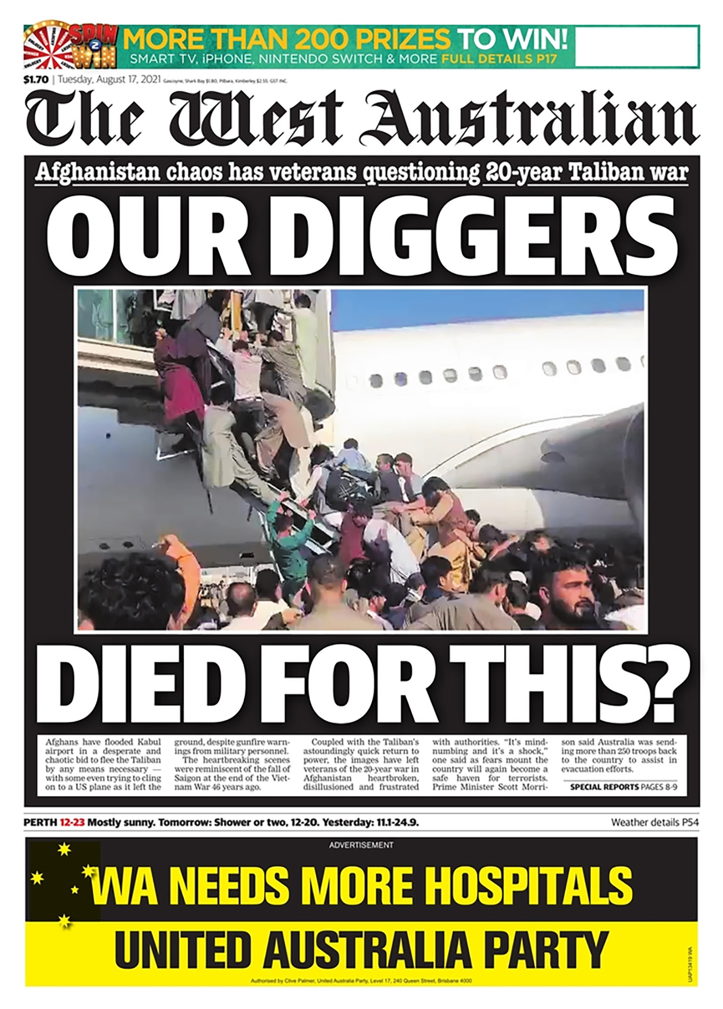 The West Australian front page