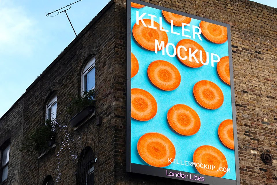 London Billboard Mockup 2 Vertical Killer Mockup