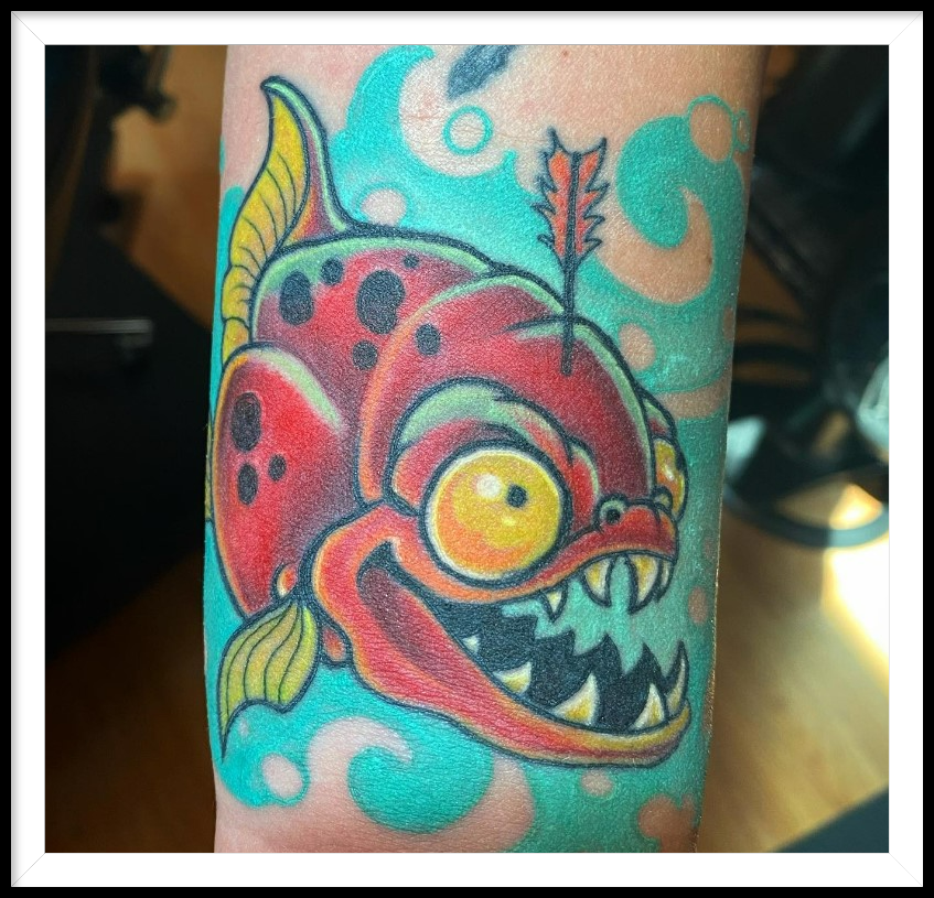 Piranha New School Tattoo by Bob Braden