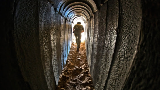 Hamas is storing rocket launchers, rockets and weapons in tunnels under Gaza. They're also digging tunnels under Israel for terrorists to use to enter Israeli villages.