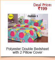 15 Designs Options - Premium Polyester Color Fast Double Bed Sheet with 2 Pillow Cover