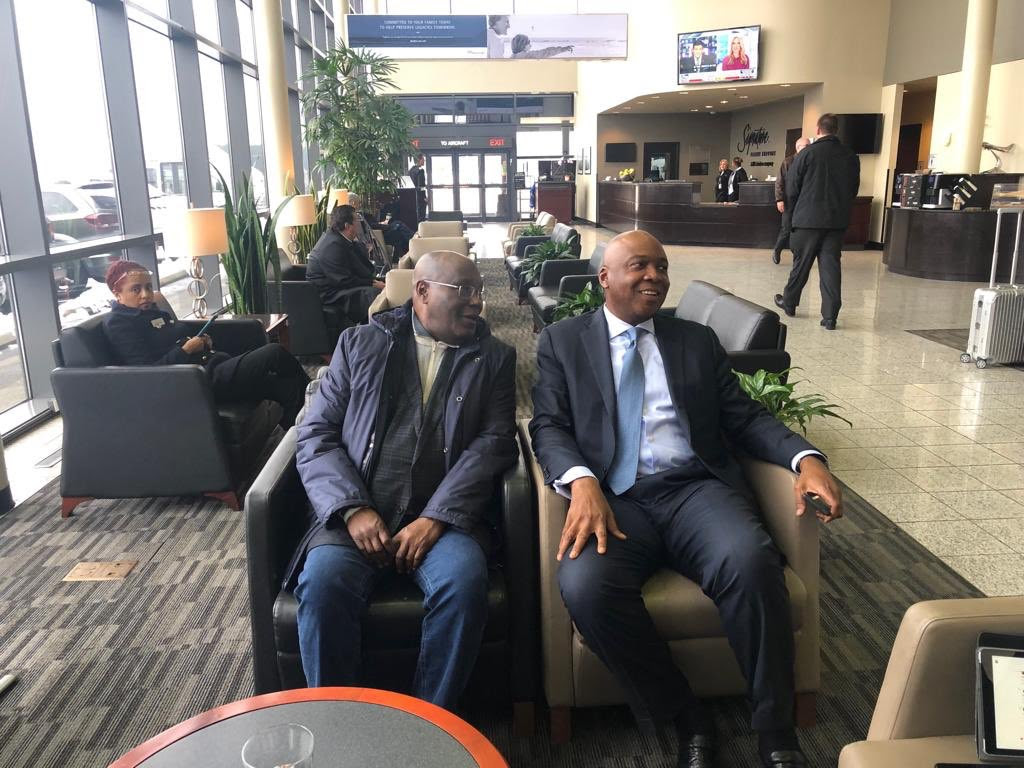 Atiku Abubakar (left) and Senate President, Bukola Saraki (right) travelled together to the United States on Thursday, January 17