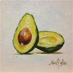 Avocado Halves. Oil on canvas panel 6x6 inches - Posted on Friday, March 27, 2015 by Nina R. Aide