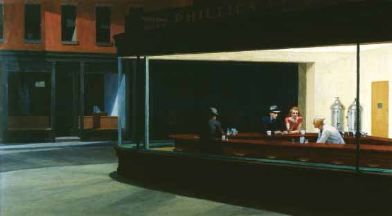 Edward Hopper. Nighthawks, 1942. Oil on Canvas, 33" × 60". Art Institute of Chicago.