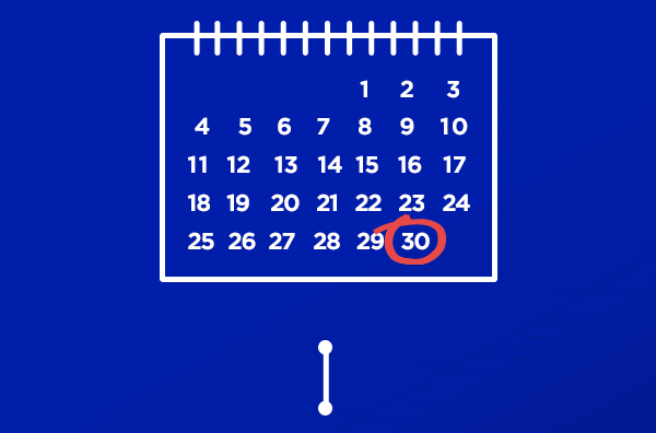 A calendar with September 30 circled