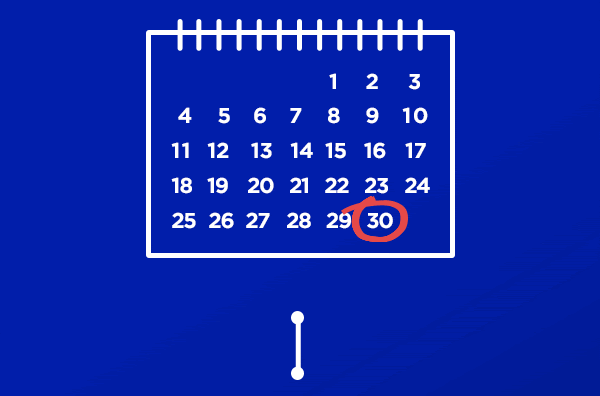 A calendar with the September 30 circled A calendar with September 30 circled
