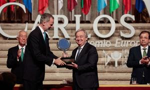 Вручение Европейской премии Карлоса V Генсеку ООН 