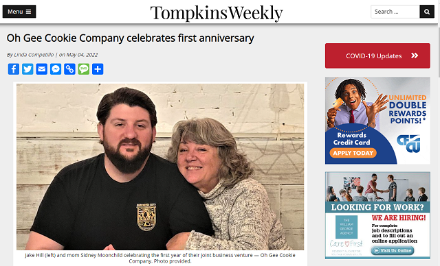 Jake Hill and his mother in the featured news for their Cookie Company