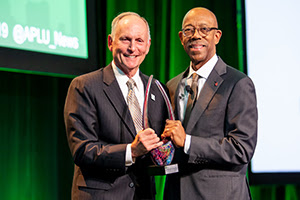 Chancellor Philip Dubois and Michael Drake, APLU Chair of the Board and President of The Ohio State University