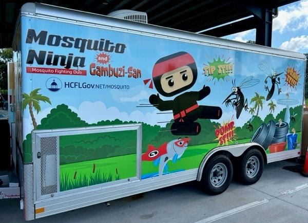 Outside view of the Mosquito Ninja Dojo education lab trailer
