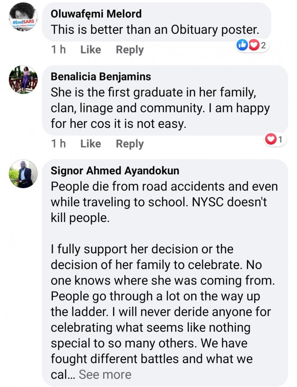 Nigerians react as family prints banner to welcome daughter from NYSC