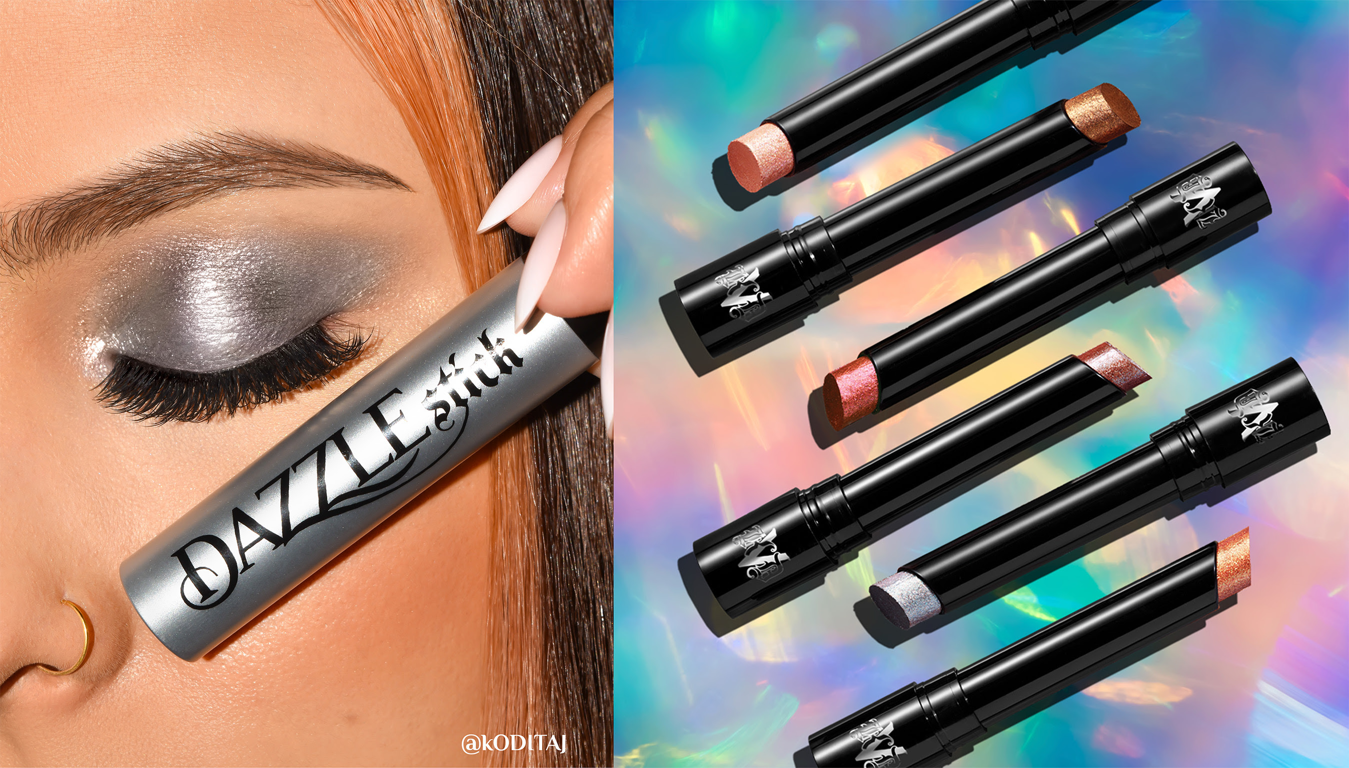 Dazzle Vegan Eyeshadow Sticks deliver multidimensional shimmering shadow in a flash, without the mess of loose glitter.