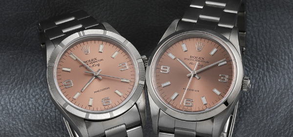 Rolex Oyster Perpetual Air-King with salmon dials, ref 14010 and 14000.