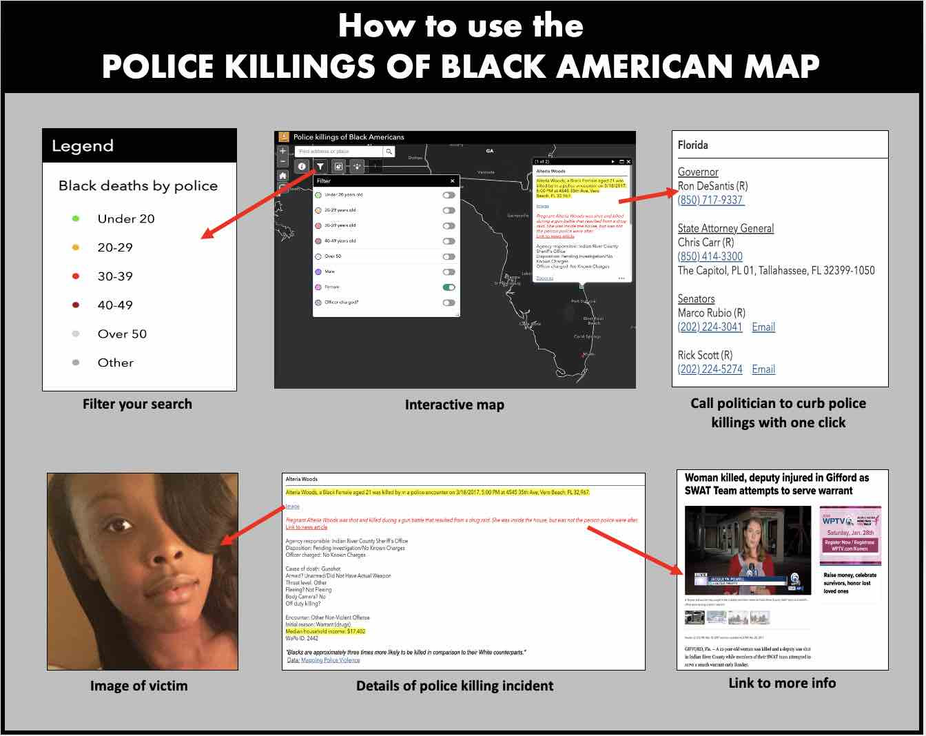 How to use the Police Killings of Black Americans map