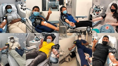 New York-based members of New Heaven New Earth, Shincheonji Church of Jesus, the Temple of the Tabernacle of the Testimony, participating in a group blood donation at the New York Blood Center.