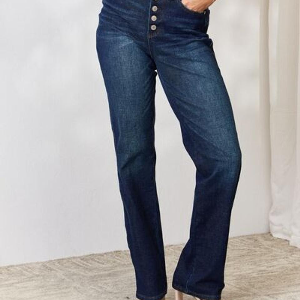 Judy Blue Full Size Button-Fly Straight Jeans