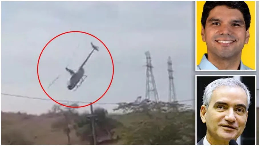 شاهد فيديو مروع لهليكوبتر تقل سياسيين برازيليين تصطدم بأسلاك كهرباء