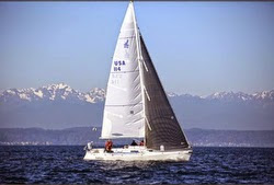 J/105 sailing on Puget Sound off Seattle, WA