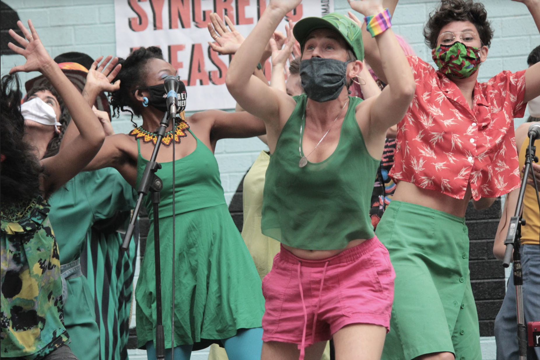 The Stop Shopping Choir perform at Fire & Earth with Defend Democracy in Brazil, NYC  Sunday Sept 26 