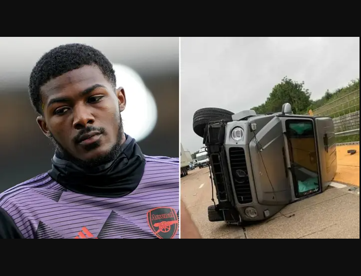Arsenal star, Ainsley Maitland-Niles involved in serious traffic accident as his ?105,000 Mercedes overturns on motorway