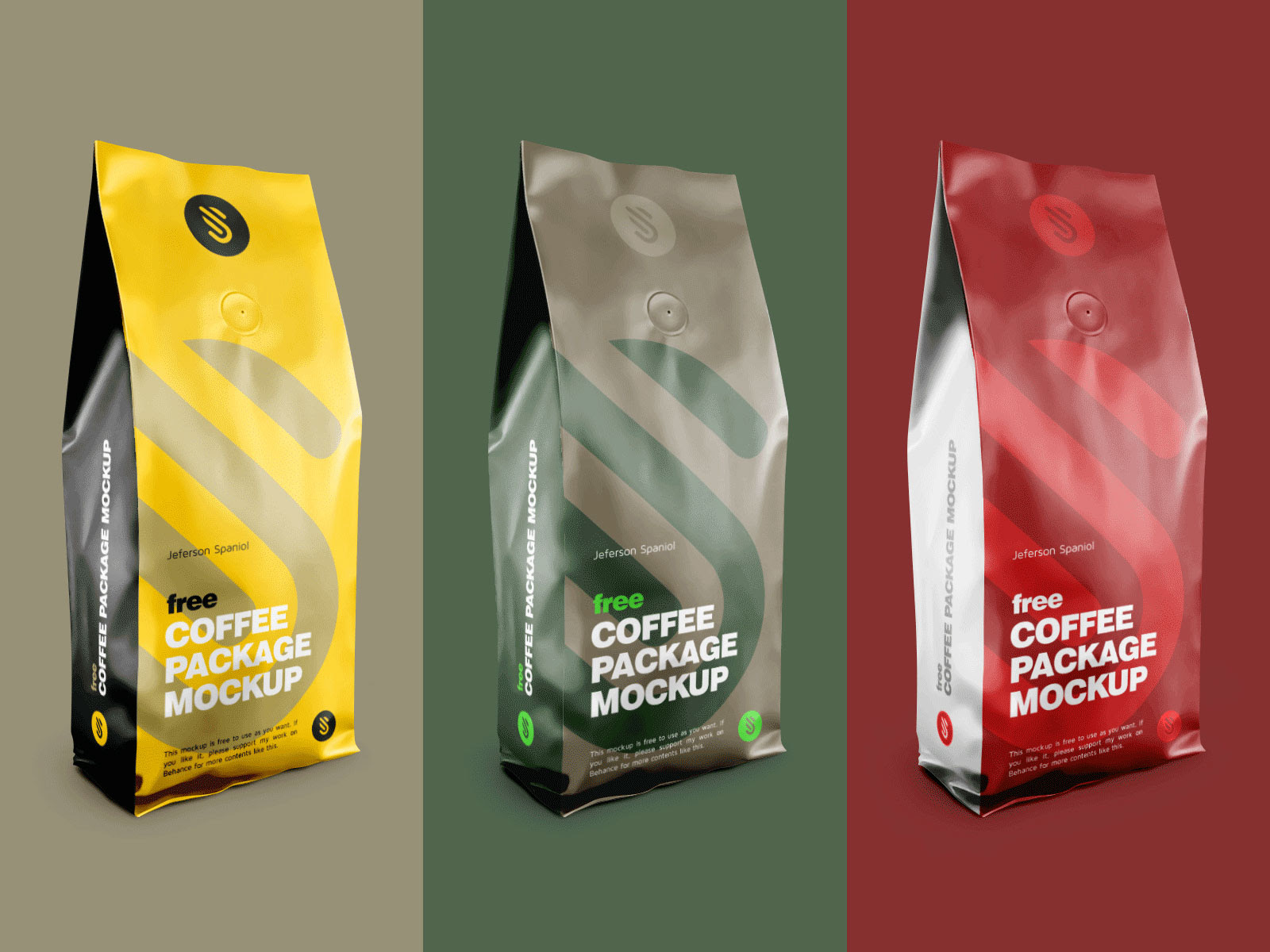 Free Aluminium Coffee Standing Pouch Packaging Mockup PSD Good Mockups