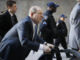 Harvey Weinstein arrives at a Manhattan courthouse during jury deliberations in his rape trial, Monday, Feb. 24, 2020, in New York. (AP Photo/John Minchillo)