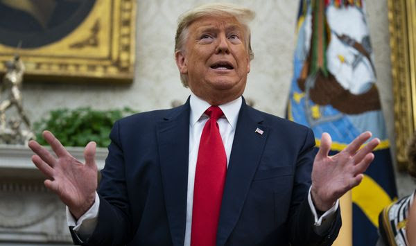 President Donald Trump speaks during a meeting with Ecuadorian President Lenin Moreno in the Oval Office of the White House, Wednesday, Feb. 12, 2020, in Washington. (AP Photo/Evan Vucci)