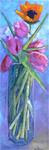 Sale Painting, Flower Painting, Daily Painting, Small Oil Painting, "Tall Stems", 6x18x1.5" Original - Posted on Wednesday, January 21, 2015 by Carol Schiff