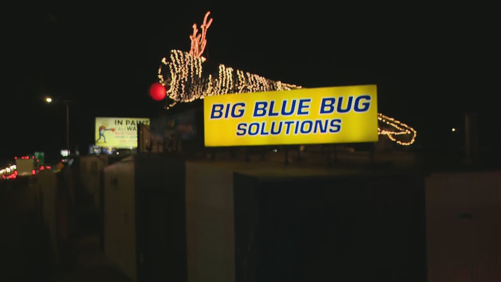  Lighting of Big Blue Bug sign of holiday season