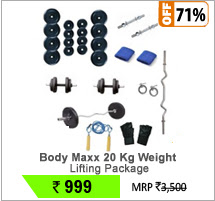 Body Maxx 20 Kg Weight Lifting Package + 3 Ft Bar + Dumbbells Rods + Gifts