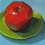 Red Apple on Green Plate - Posted on Wednesday, November 19, 2014 by Robin Rosenthal