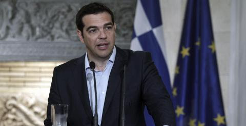 Alexis Tsipras, en la rueda de prensa ofrecida el miércoles tras reunirse con el canciller austriaco en Atenas. EFE