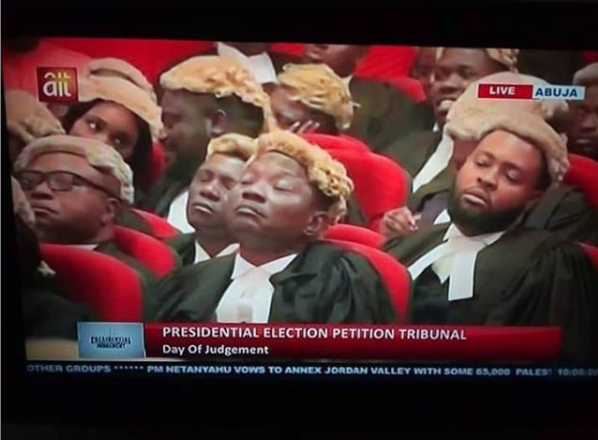 #PEPT: Viral photo of lawyers sleeping at the Presidential tribunal