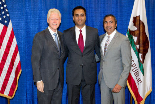 Amar Shergill (center) with former President Bill Clinton and Rep. Ami Bera.