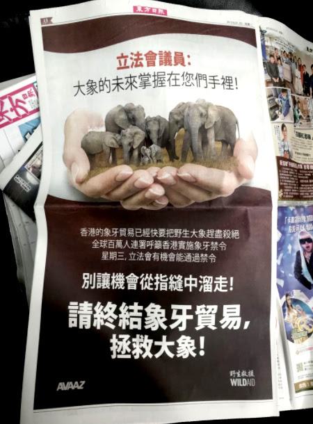 Avaaz advert in the Oriental Daily News