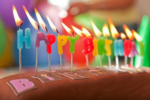Happy birthday candles on a chocolate cake.jpeg