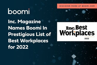 Inc. Magazine Names Boomi In Prestigious List of Best Workplaces for 2022 Inc. Magazine Names Boomi In Prestigious List of Best Workplaces for 2022