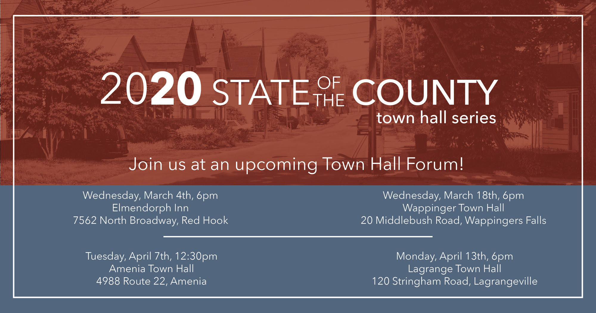 State of the County Town Hall Forums coming in March and April