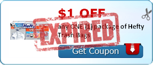 $1.00 off any ONE (1) package of Hefty Trash Bags