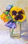 Pansies in Glass Vase,still life,oil on canvas,7x5,price$200 - Posted on Wednesday, January 14, 2015 by Joy Olney