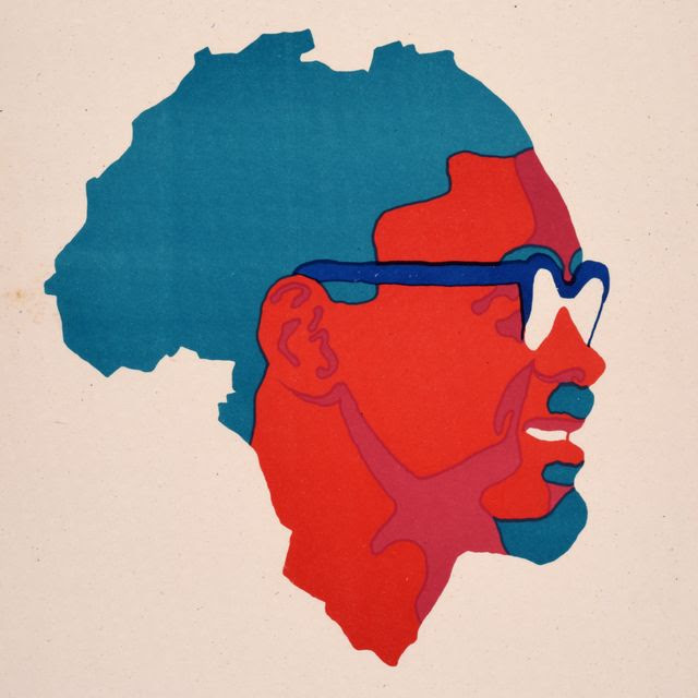 Une affiche Ospaaal, intitulée "Journée de solidarité avec le Congo, 1972", montrant le visage de Patrice Lumumba sur une carte de l'Afrique.
