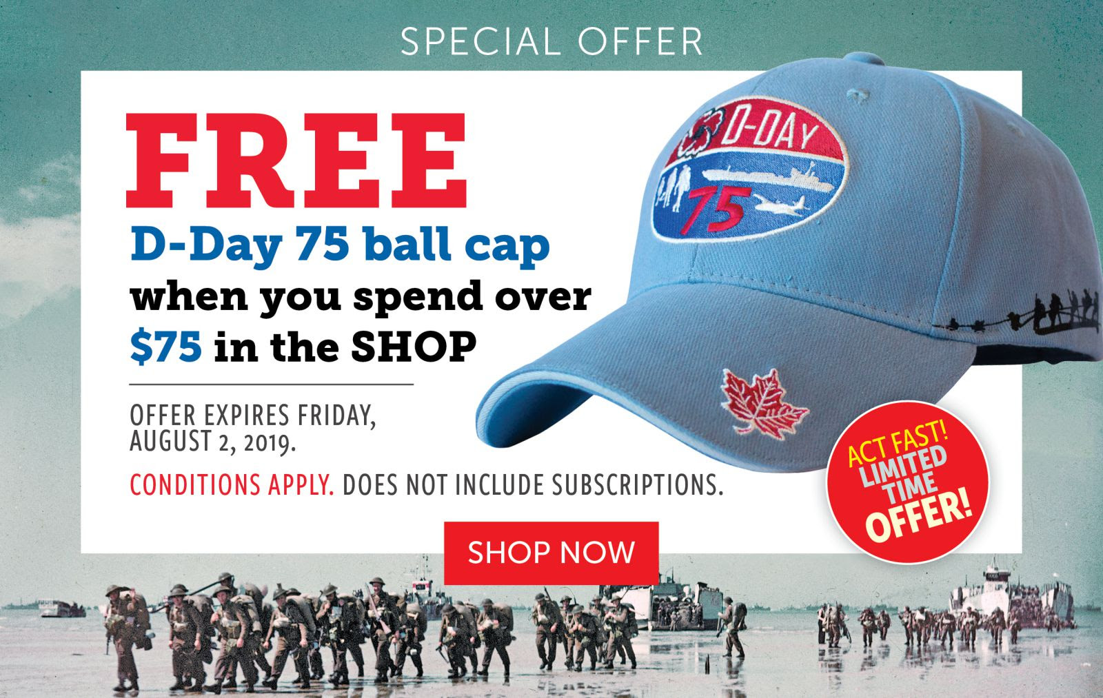 Free D-Day 75 Ball Cap!